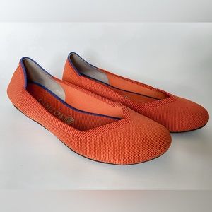 Rothy’s Persimmon Flat with Marina Stripe Heel.
